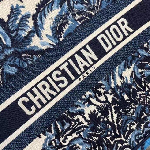 Dior女包 迪奧Book Tote藍色椰樹托特包 Dior刺繡購物袋  dfk1708